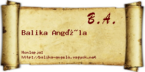 Balika Angéla névjegykártya